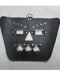 BDSM Δερμάτινη μάσκα με μεταλλικούς κρίκους