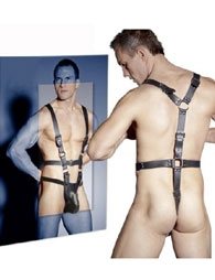 BDSM Ανδρικό κορμάκι από δέρμα και με λουριά