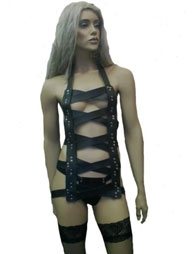 BDSM Γυναικείο φόρεμα από δέρμα με 5 χιαστή λουριά