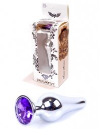 Plug-Jewellery Silver BUTT PLUG- Purple 9,5 εκ