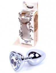 Plug-Jewellery Silver Heart PLUG- Clear 7 εκ