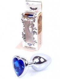 Plug-Jewellery Silver Heart PLUG- Dark Blue 7 εκ