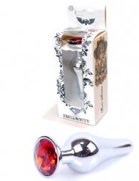Plug-Jewellery Silver BUTT PLUG- Red 9,5 εκ