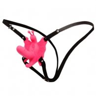 Strap-on Wearable Butterfly, 10 Modes, Silicone, Pink