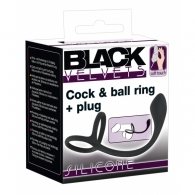 Δαχτιλύδια & Σφήνα Black Velvets Cock & Ball Ring + Plug