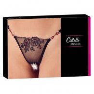 Cottelli Collection Sexy Crotchless Thong with Rhinestones Black