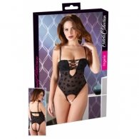 Μαύρο Κορμάκι Δαντέλα με Τιράντες Ανοιχτό