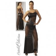 Cottelli Collection Μακρύ Μαύρο Φόρεμα με Διαφάνειες