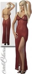 Cottelli Collection Φόρεμα Διάφανο Μακρύ Ριγέ Κόκκινο