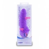 Δονητής σιλικόνης 15cm με εξογκώματα στη βάση σε μοβ χρώμα