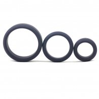 Enhanced Black Color Silicone Triple Cock Ring Set