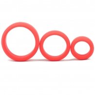 Enhanced Red Color Silicone Triple Cock Ring Set