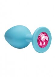 Anal Plug Emotions Cutie Small Turquoise pink crystal  7.5 cm