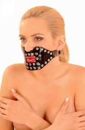 BDSM Δερμάτινο φίμωτρο με τρουκς και με άνοιγμα στο στόμα