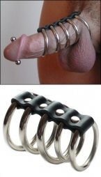 BDSM Δακτυλίδι πέους με πέντε συνεχόμενους μεταλλικούς κρίκους