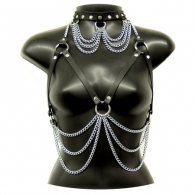 BDSM Δερμάτινο αξεσουάρ για το στήθος με λουριά φάρδους 2 cm