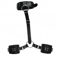 BDSM Περιλαίμιο με διπλό δέρμα και χειροπέδες χεριών ποδιών