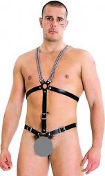 BDSM Ανδρικό κορμάκι με αλυσίδες και δερμάτινα λουριά