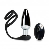 10 Speeds Remote Control Metal Vibrating Butt Plug with Silicone