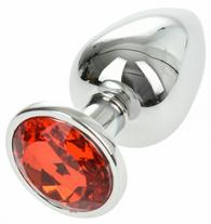 Metallic Buttplug Anal Stop Large Silver / Red Passion Labs