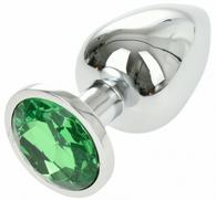 Metallic Buttplug Large Silver / Green Passion Labs