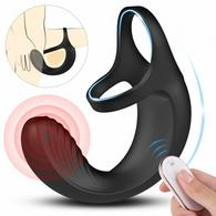 Double Penis Ring With Anal Stimulator 9 Modes Vibration Remote