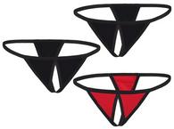 Crotchless String x 3 - Black & Black / Red S/L
