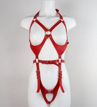 Harness Body, Piele Ecologica, Rosu, S-L, Guilty Toys