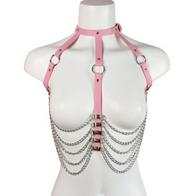 Harness Sexy Chains, Piele Ecologica, Roz, S-L, Passion Labs