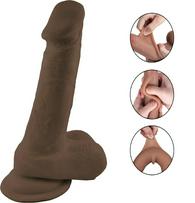 Dildo Tom Sliding&Bendable, TPE Strat Dublu, Maro, 19 cm, Passio
