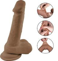 Dildo Tom Sliding&Bendable, TPE Strat Dublu, Caramel, 19 cm, Pas