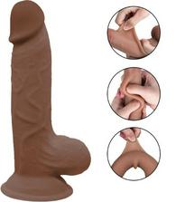 Dildo Terry Sliding&Bendable, TPE Strat Dublu, Maro, 17.5 cm, Gu