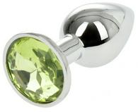 Dop Anal Metallic Buttplug Small Argintiu/Verde Deschis Passion