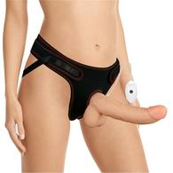 Set Easy Strap-On cu Vibrator Detasabil, 10 Moduri Vibratii, TPE