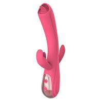 Leila Rabbit Vibrator, Vibrating&Licking, Silicone, USB, 22 cm