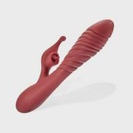 Rabbit Vibrator Tessa, 10 Vibration Modes, Silicone, USB, Red, 2