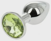 Anal Plug Metallic Buttplug, Medium, Silver/Light Green