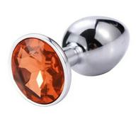 Metallic Buttplug Medium,  Silver/Orange, Passion Labs