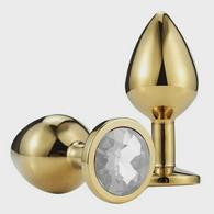 Anal Plug Metallic Buttplug, Small, Gold/Clear, Passion Labs