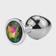 Anal Plug Metallic Buttplug, Medium, Silver/Colorful