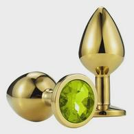 Anal Plug Metallic Buttplug, Small, Gold/Light Green