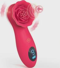 Rosa Clit Stim, 9 Modes, LCD, Silicone, USB, Red, Passion Labs
