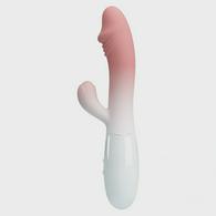 Snappy Bunny Vibrator, 30 Vibration Modes, Silicone, Pink/White,