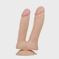 Realistic Double Dildo with Suction Cup, PVC, Natural, 18.2 cm,