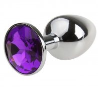 Μετρίου μεγέθους ατσάλινη πρωκτική σφήνα με μοβ διαμαντάκι