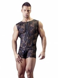 Δαντελωτό ημιδιαφανες προκλητικό ανδρικό κορμάκι