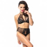 Demoniq Yolande Crotchless Lingerie Set Black