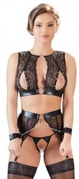 Cottelli Flower Lace Lingerie with Cuffs