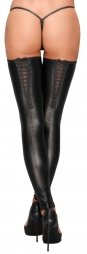 Noir Footless Stockings With Embroidery