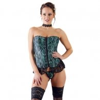 Cottelli Collection Green Satin-Lace Corsage Top with String